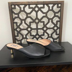 Bally Black Leather Kitten Heel Mule